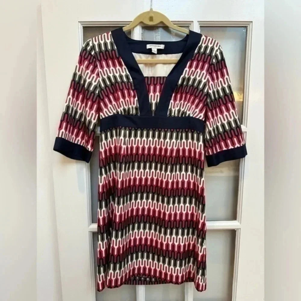 Banana Republic Chic Preppy Y2K Red White Olive & Blue Dress Size 2 XS